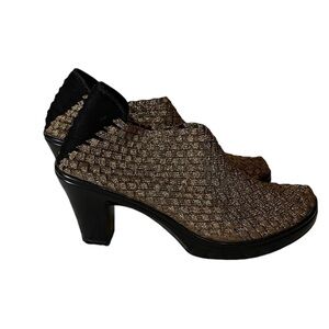 New Corky’s Metallic Bronze Woven Stretch Hot 7 Heels